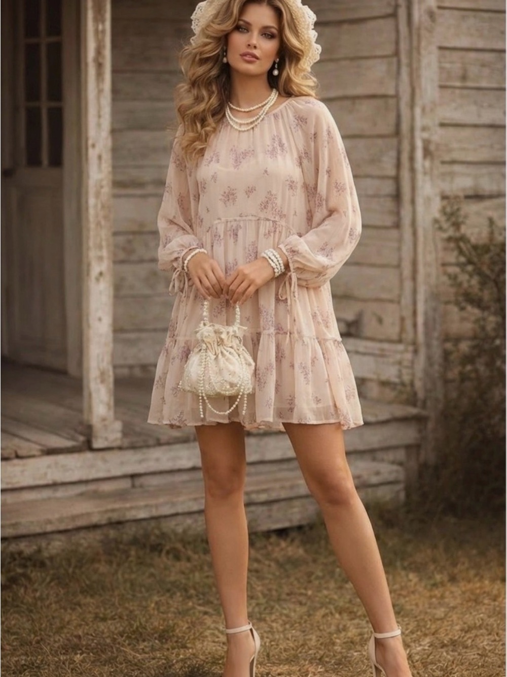 Lumiere Blush Floral Mini Dress